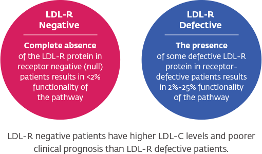 Two images explaining LDL-R Negative and LDL-R Defective
